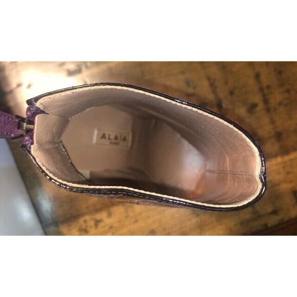 NEW $1225 ALAIA PARIS SUEDE & PATENT LEATHER FLORAL PRINT BOOTS SZ US 5 IT 35 - Picture 5 of 12